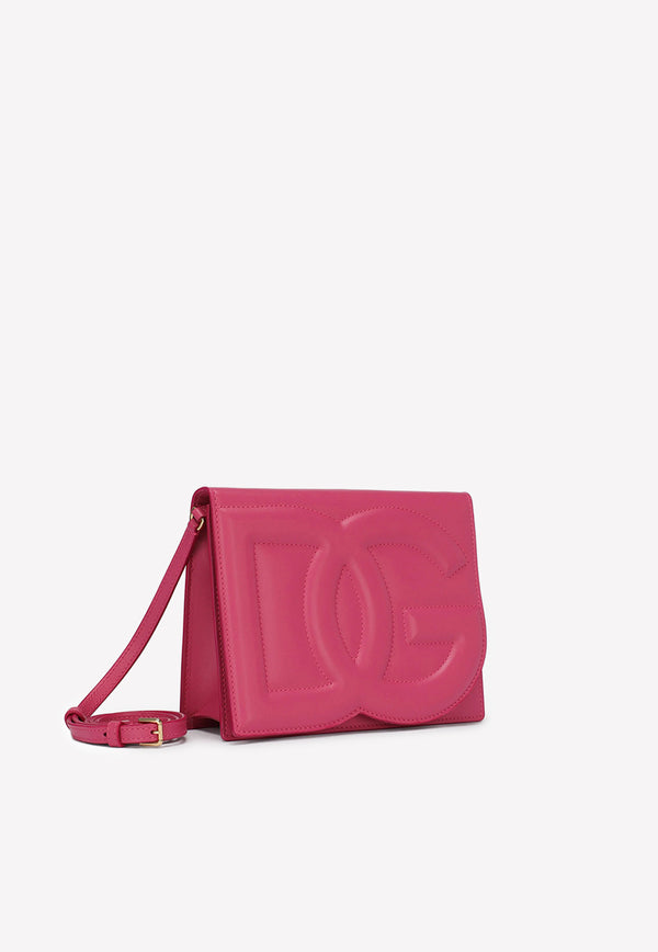 Dolce 
Gabbana Logo Embossed Crossbody Bag in Calf Leather Raspberry BB7287 AW576 80441