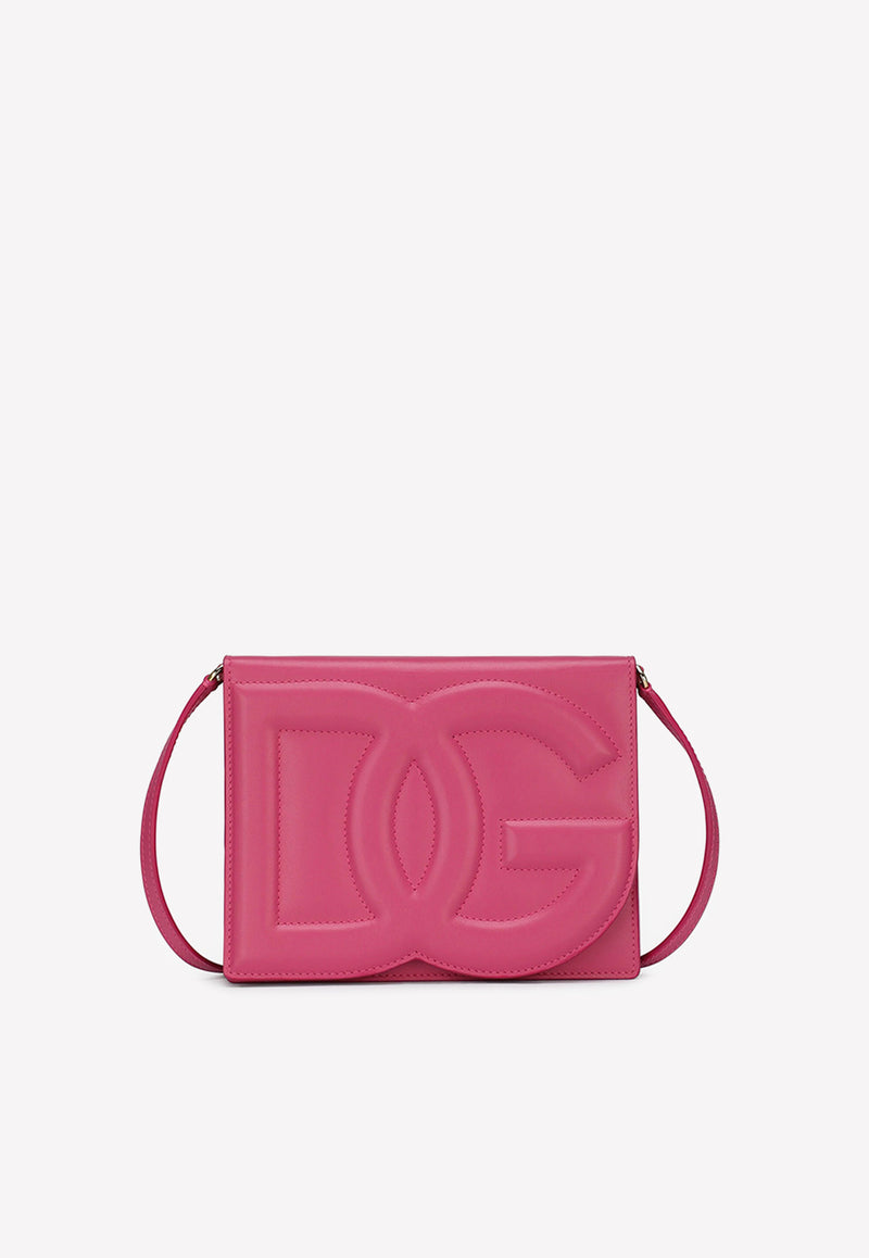 Dolce 
Gabbana Logo Embossed Crossbody Bag in Calf Leather Raspberry BB7287 AW576 80441