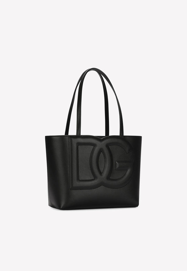 Dolce 
Gabbana Small DG Embossed Tote Bag in Calf Leather Black BB7337 AW576 80999