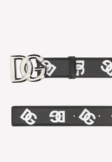 Dolce 
Gabbana Logo-Print Leather Belt Monochrome BC4646 AG220 HNVAA