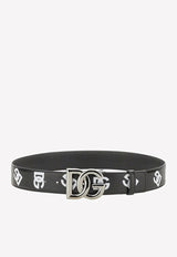 Dolce 
Gabbana Logo-Print Leather Belt Monochrome BC4646 AG220 HNVAA