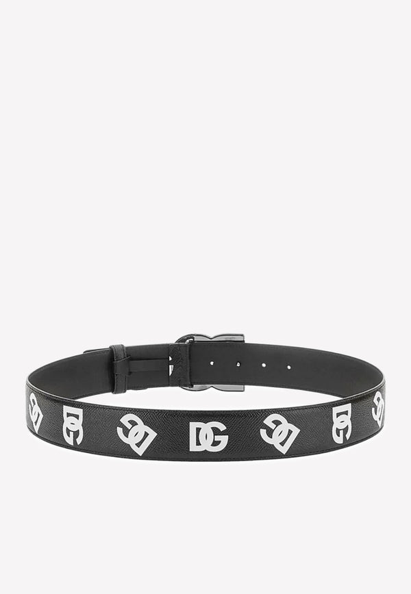 Dolce 
Gabbana Logo-Print Leather Belt Monochrome BC4646 AG220 HNVAA