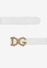 Dolce 
Gabbana Baroque DG Logo Calfskin Belt White BE1336 AZ831 80001