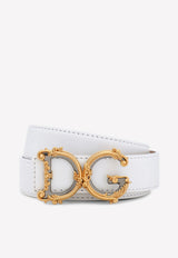 Dolce 
Gabbana Baroque DG Logo Buckle Belt in Calf Leather White BE1348 AZ831 80001