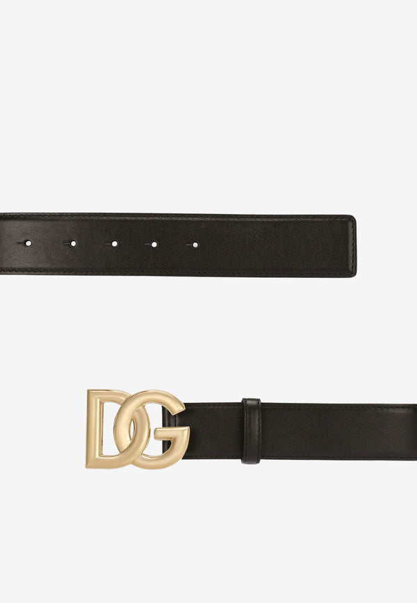 Dolce 
Gabbana DG Logo Calf Leather Belt BE1446 AW576 80999  Black