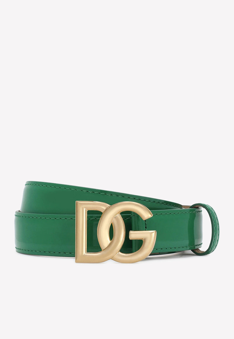 Dolce 
Gabbana DG Logo Belt in Polished Calf Leather BE1447 A1037 87192 Green