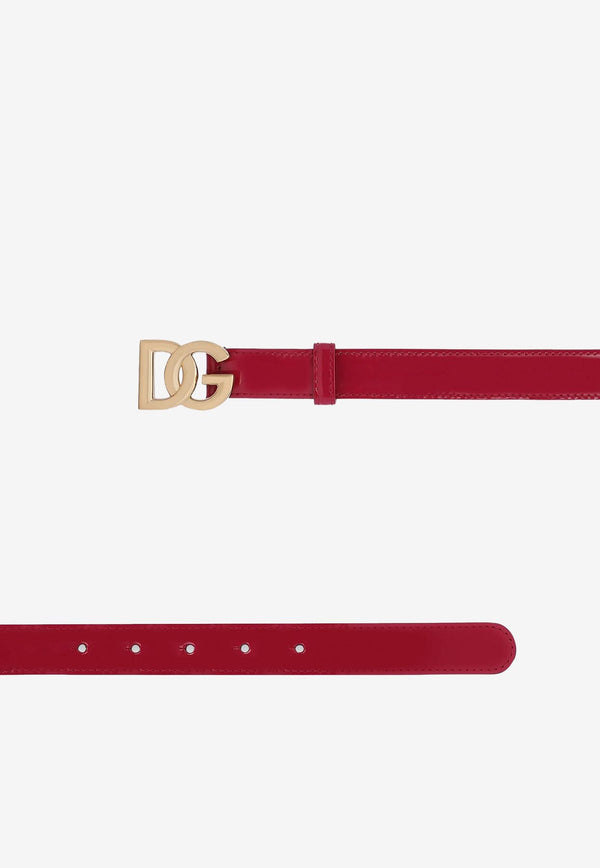 Dolce 
Gabbana DG Logo Belt in Polished Leather BE1447 A1037 8I484 Fuchsia