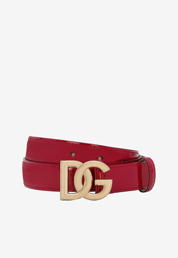 Dolce 
Gabbana DG Logo Belt in Polished Leather BE1447 A1037 8I484 Fuchsia