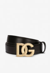 Dolce 
Gabbana DG Logo Calf Leather Belt BE1447 AW576 80999  Black