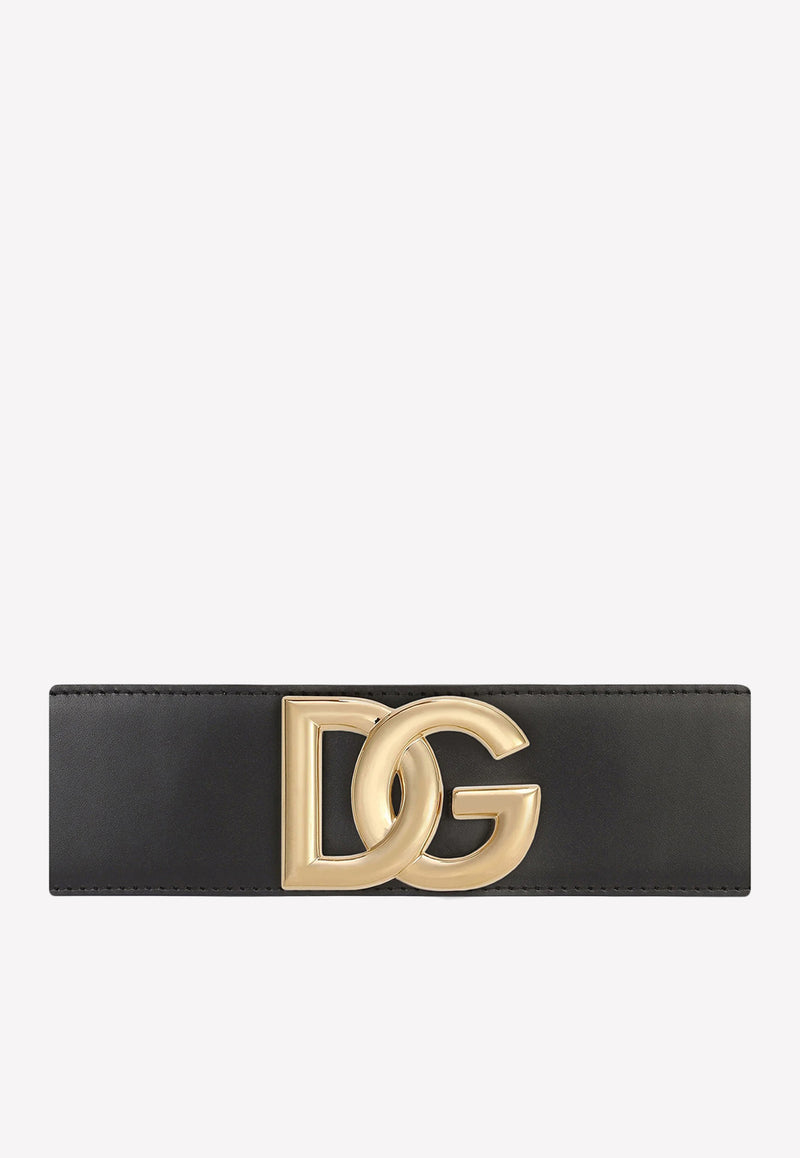 Dolce 
Gabbana DG Logo Stretch Band Belt Black BE1461 AQ428 8B956