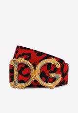 Dolce 
Gabbana Leopard Print Baroque DG Logo Belt BE1517 AH566 HSYJN Red