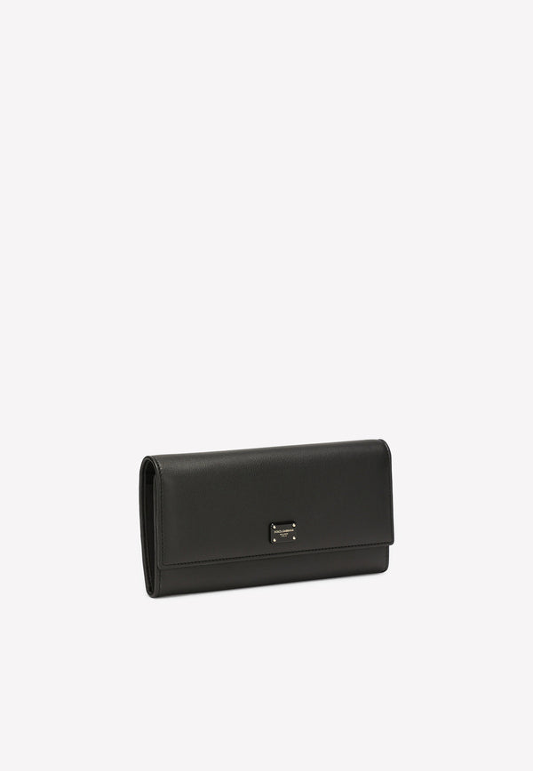 Dolce 
Gabbana Logo Plate Wallet in Calf Leather Black BI0087 AO049 80999