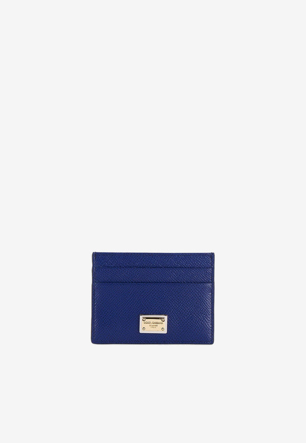 Dolce 
Gabbana Logo Plaque Cardholder in Grained Leather BI0330 A1001 80648 Blue