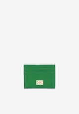 Dolce 
Gabbana Logo Plate Cardholder in Dauphine Calf Leather BI0330 A1001 87192 Green