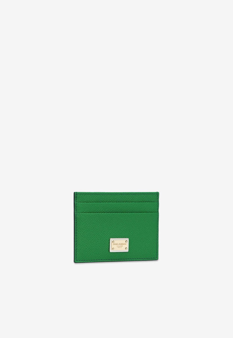 Dolce 
Gabbana Logo Plate Cardholder in Dauphine Calf Leather BI0330 A1001 87192 Green