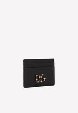 Dolce 
Gabbana  Rhinestone Embellished  DG Logo Cardholder Black BI0330 AY185 80999