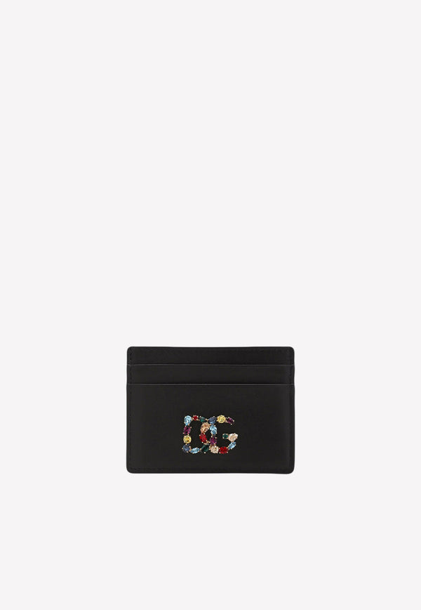 Dolce 
Gabbana  Rhinestone Embellished  DG Logo Cardholder Black BI0330 AY185 80999