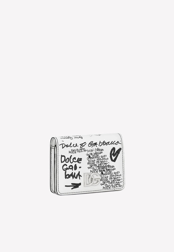 Dolce 
Gabbana Logo Print DG Wallet in Calf Leather Monochrome BI1211 AD455 HWSAN