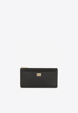 Dolce 
Gabbana Large Logo Plaque Cardholder in Dauphine Leather Black BI1265 A1001 80999