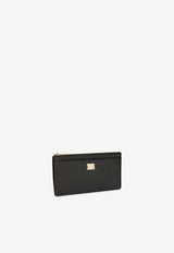 Dolce 
Gabbana Large Logo Plaque Cardholder in Dauphine Leather Black BI1265 A1001 80999