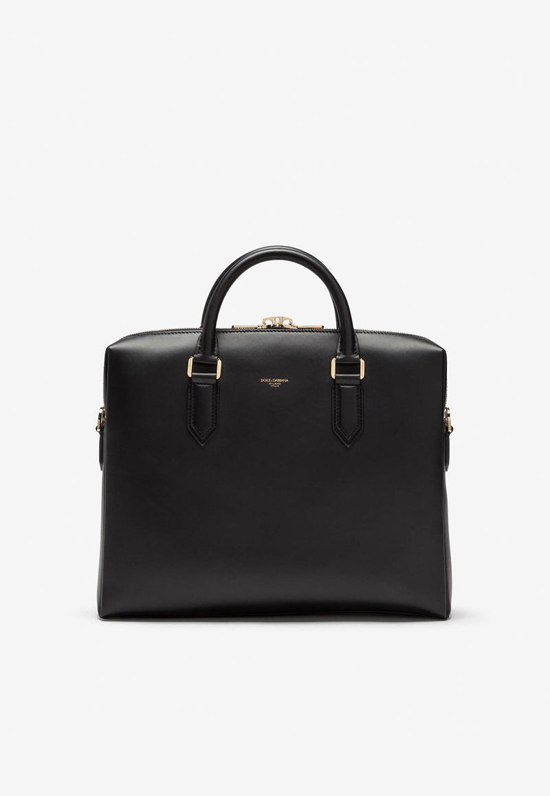 Dolce 
Gabbana Logo Leather Briefcase Black 