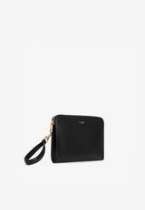 Dolce 
Gabbana Leather Logo Wristlet Black 