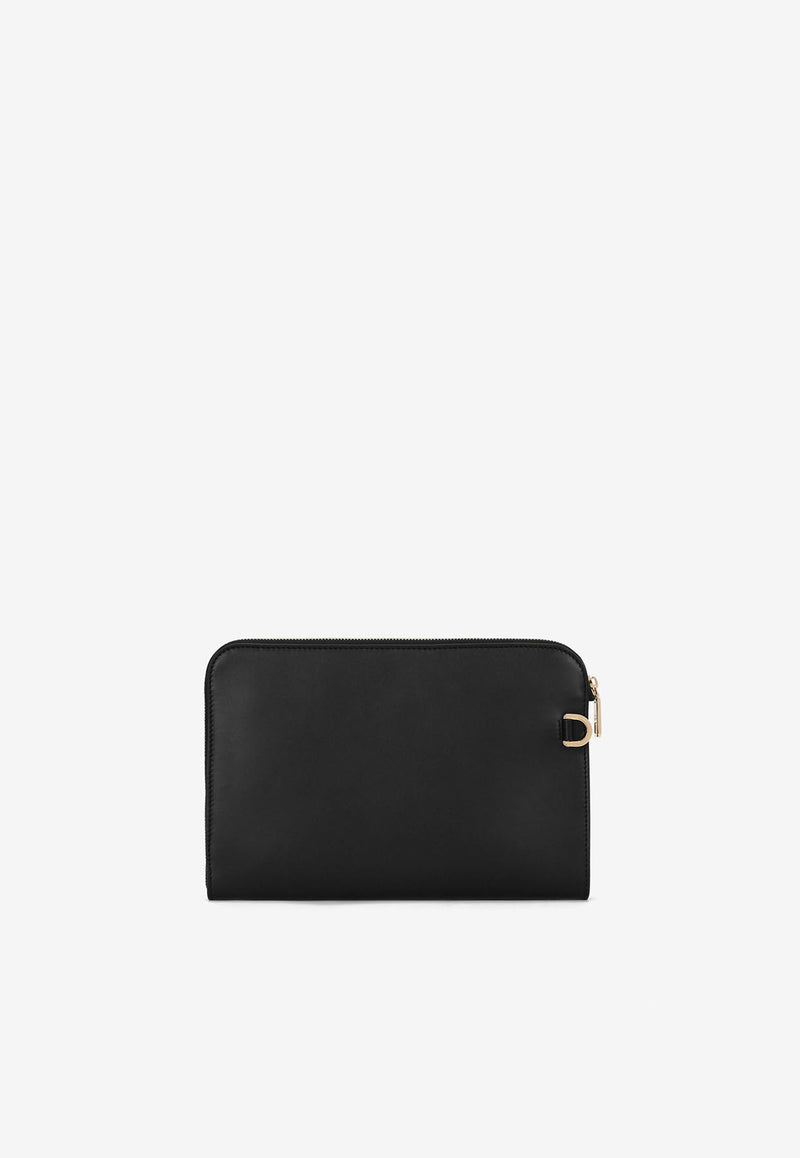 Dolce 
Gabbana Leather Logo Wristlet Black 