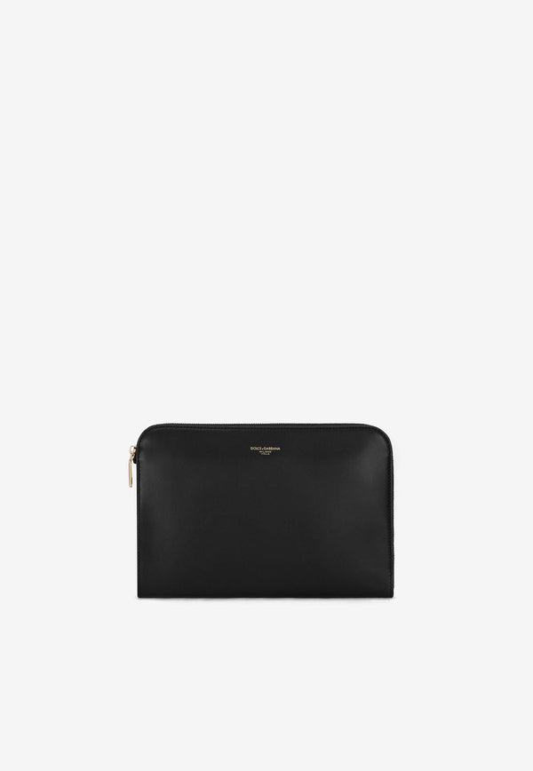 Dolce 
Gabbana Leather Logo Wristlet Black 