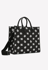 Dolce 
Gabbana Large Canvas Tote Bag with All-Over DG Logo Monochrome BM1796 AH343 HNVAA