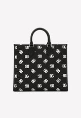 Dolce 
Gabbana Large Canvas Tote Bag with All-Over DG Logo Monochrome BM1796 AH343 HNVAA