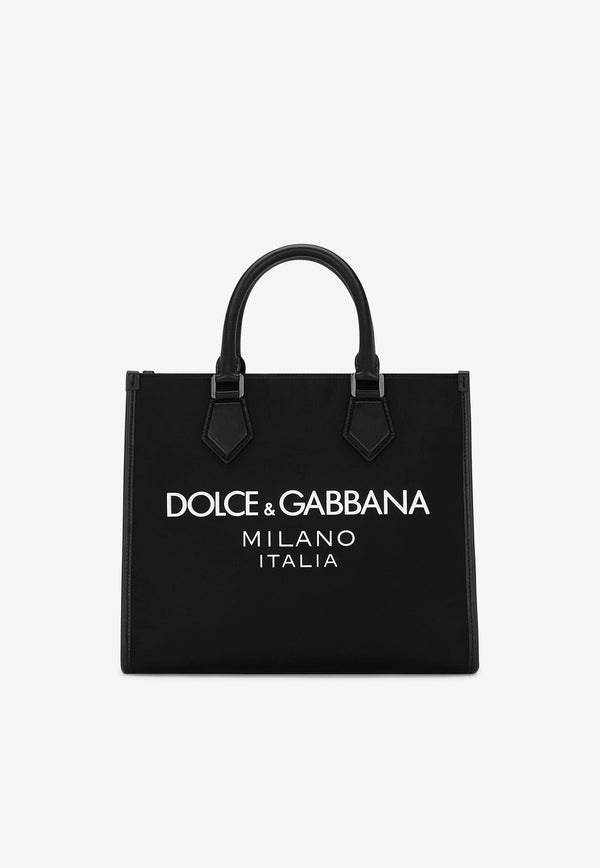 Dolce 
Gabbana Small Rubberized Logo Tote Bag Black BM2012 AG182 8B956