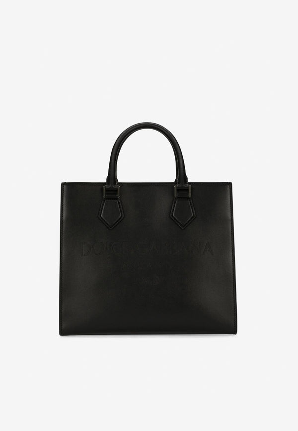 Dolce 
Gabbana Logo Shopper Bag in Calf Leather Black BM2012 AS738 80999