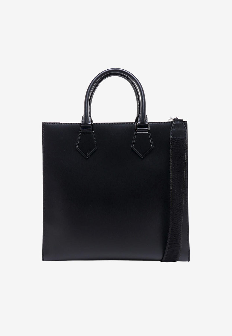 Dolce 
Gabbana Logo Messenger Bag in Leather Black 