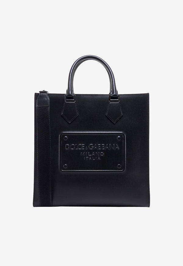 Dolce 
Gabbana Logo Messenger Bag in Leather Black 