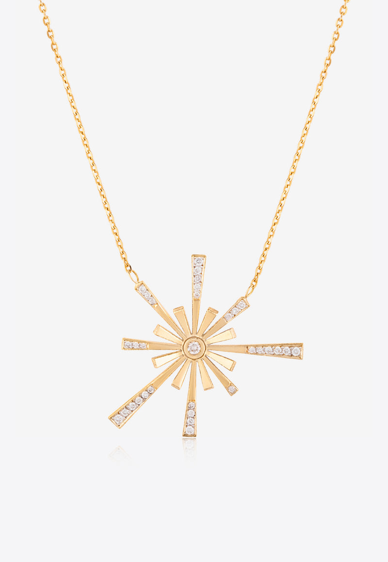 Falamank Diamond Blooms Collection 18-karat Yellow Gold Necklace with White Diamonds NK550