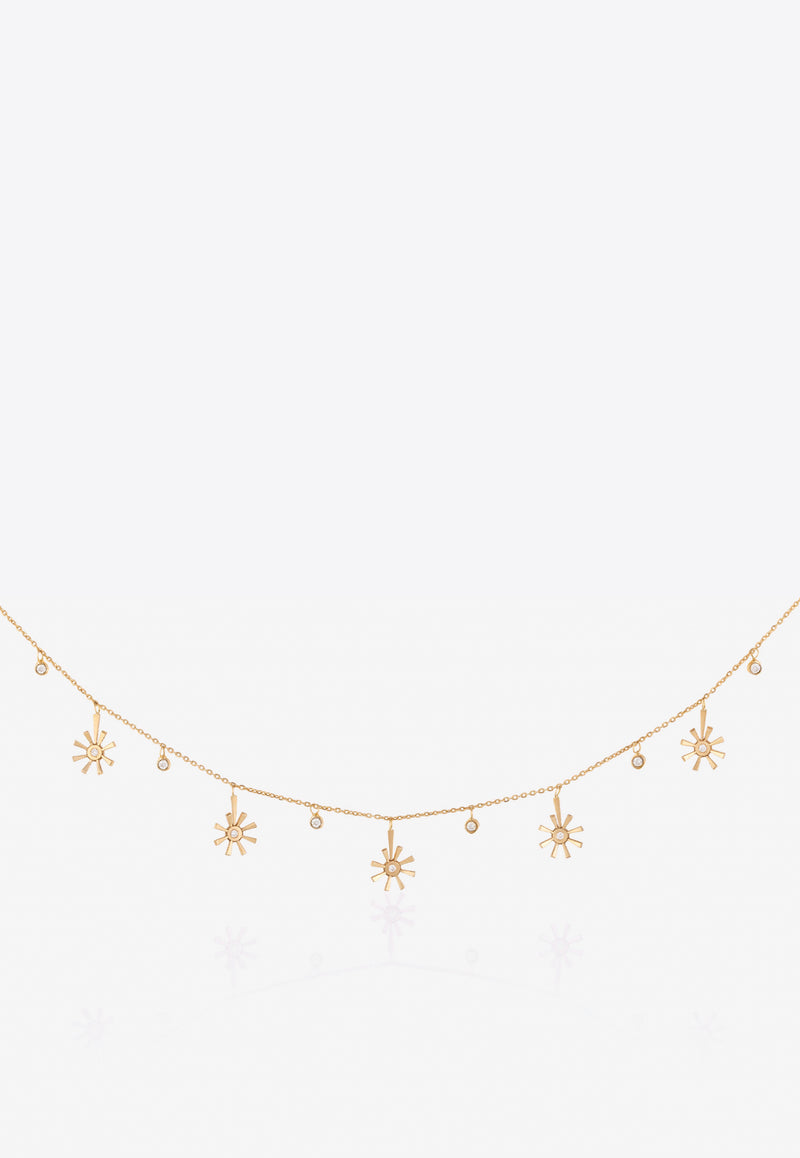 Falamank Diamond Blooms Collection 18-karat Yellow Gold Necklace with White Diamonds NK543