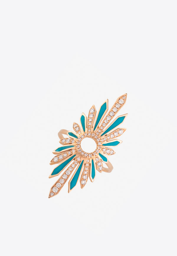 Falamank Soleil Collection 18-karat Rose Gold Ring with Enamel and White Diamonds RM240