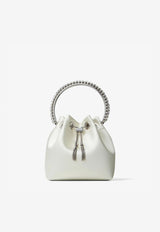 Jimmy Choo Bon Bon Crystal Embellished Satin Bucket Bag Ivory BON BON VKM IVORY/CRYSTAL