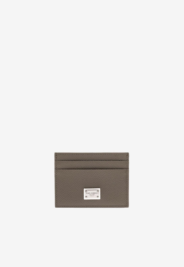 Dolce 
Gabbana Logo Plate Leather Cardholder Khaki 