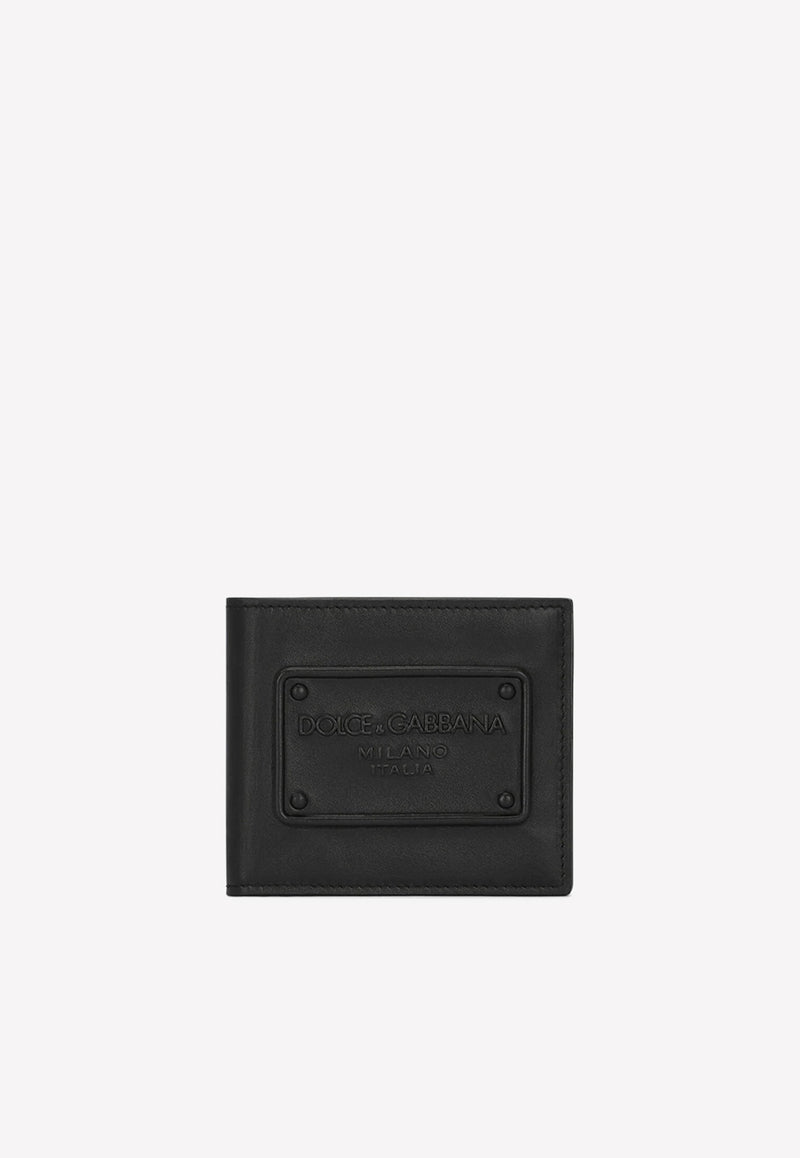 Dolce 
Gabbana Logo Calfskin Bi-Fold Wallet Black BP1321 AG218 80999