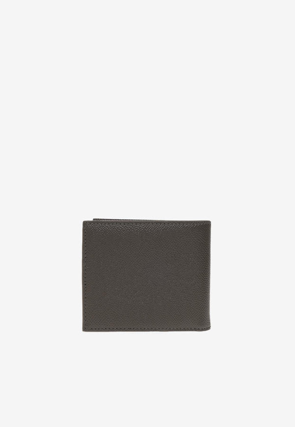 Dolce 
Gabbana Logo Plate Leather Bi-Fold Wallet Khaki 