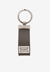 Dolce 
Gabbana Logo Plate Leather Keyring Khaki 