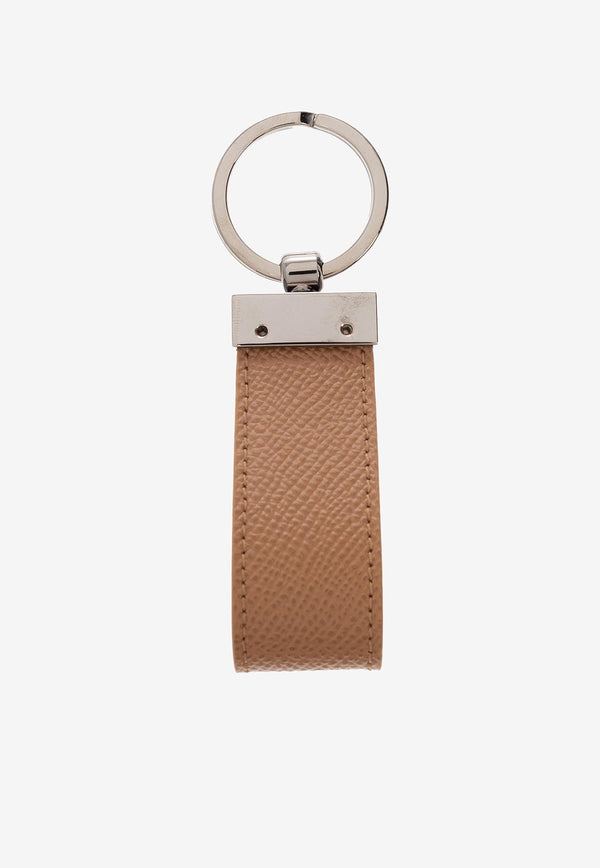 Dolce 
Gabbana Logo Plate Leather Keyring Caramel 