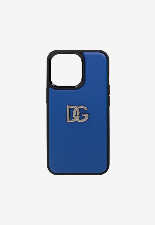 Dolce 
Gabbana iPhone 13 Pro Cover in Calf Leather Blue BP3135 AW576 80623