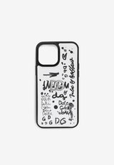 Dolce 
Gabbana iPhone 13 Pro Max Graffiti Print Cover Monochrome BP3136 AD455 HWSAN