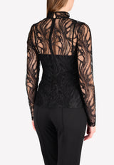 Bibhu Mohapatra Black High-Neck Lace Top BM21-04-1712