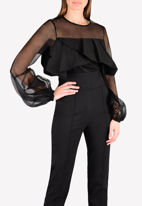 Bibhu Mohapatra Black Organza Ruffle Top BM22-04-1821A