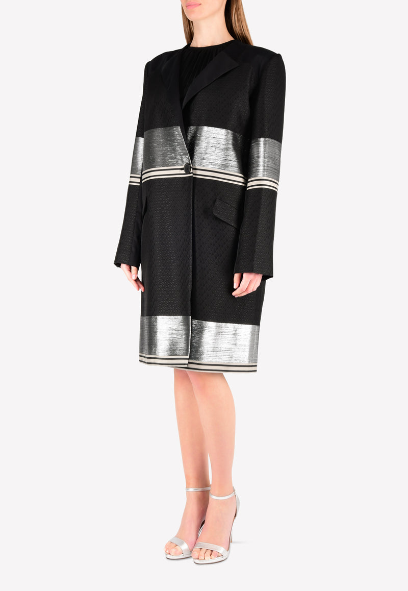 Bibhu Mohapatra Black Patterned Contrast Long Sleeved Coat BM22-08-1829