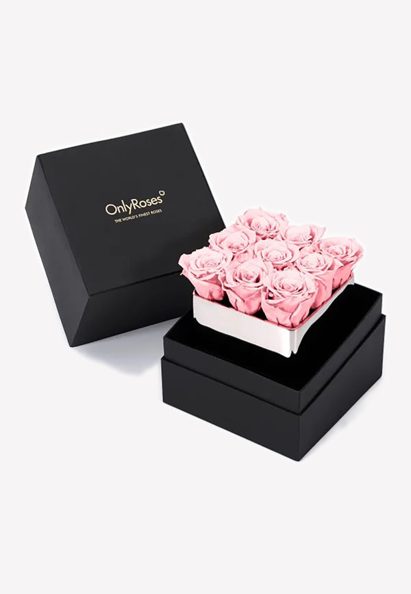 OnlyRoses Infinite Rose Silver Cube Blush Pink 