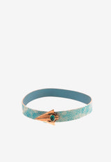 Djihan Petra Diamond Paved Bracelet in Leather and 18-karat Rose Gold Light Blue Bra-382